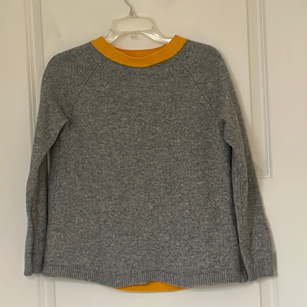 Boden Gray/Yellow Colorblock Cashmere Blend Sweater Medium